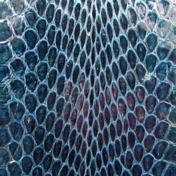 SNAKE SKIN BAG, VINTAGE CLEMENTE CLUTCH, BLUE, REMOVABLE 19" SHOULDER STRAP, EUC - Picture 6 of 7